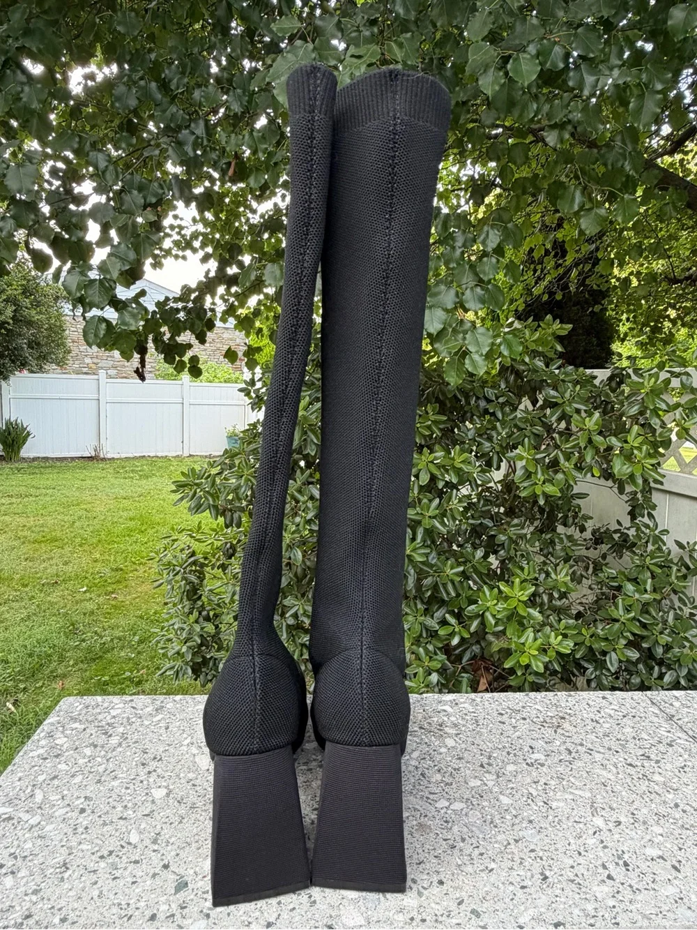 Source Unknown Black Stretch Over-the-Knee Platform Block Heel Boots